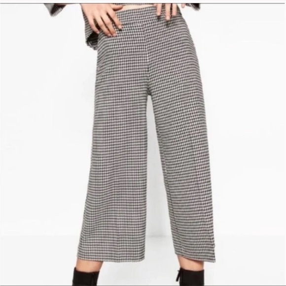 Zara Wide Leg Houndstooth Pants - Picture 1 of 7